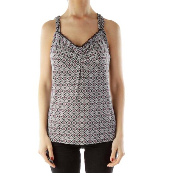 White House Black Market Tops - White House Black Market Black Pink Print